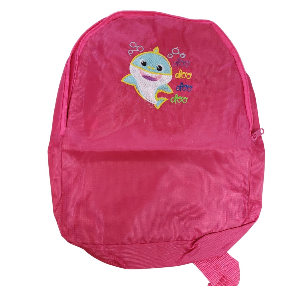 Baby Shark Pink Backpack Embroidered Doo Doo Doo Toddler Kids School Bag